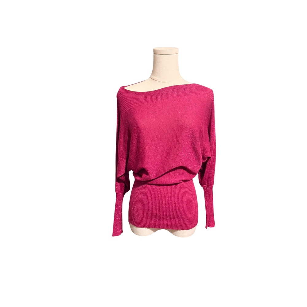 Love Culture Pink Metallic Knit Batwing Sweater Size S